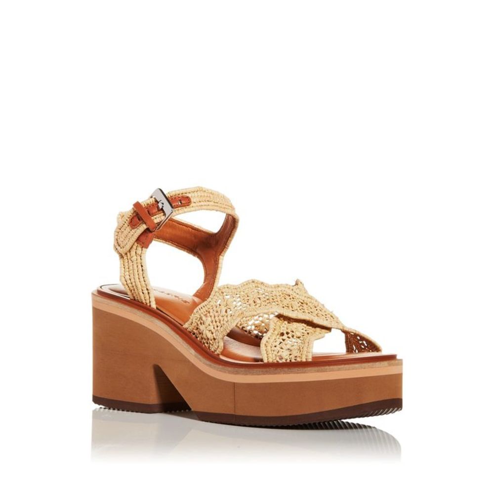 CLERGERIE Womens Beige 1-1/2" Platform Charlize Round Toe Block Heel Heeled 38
